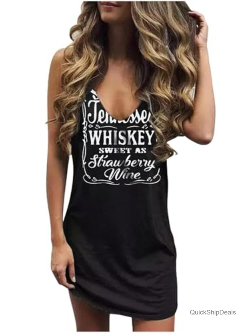 Women's Sleeveless V-Neck Mini Tank Dress Bodycon Summer Beach Coverup